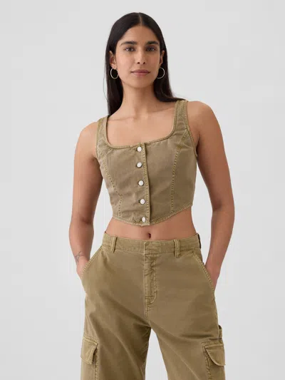 Gap Structured Twill Cropped Corset Tank In Hayes Brown
