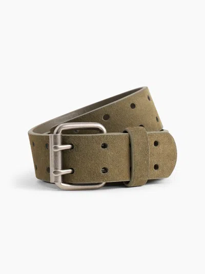 Gap Suede Double-prong Belt In Bamboo Green
