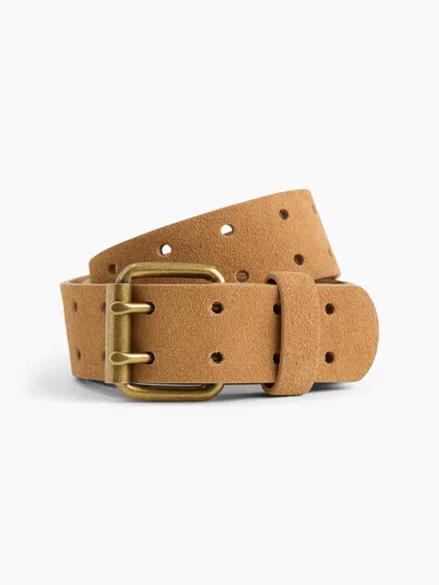 Gap Suede Double-prong Belt In Deep Camel