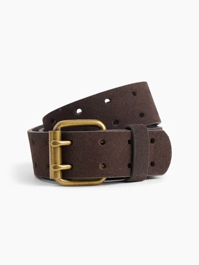 Gap Suede Double-prong Belt In Terra Brown