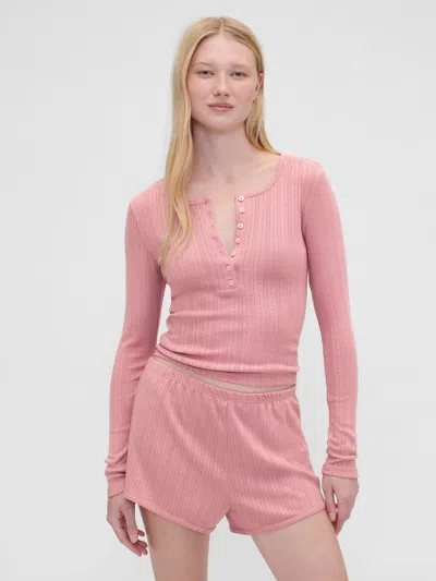 Gap × Summer Fridays Pointelle Henley Pj Top In Pink