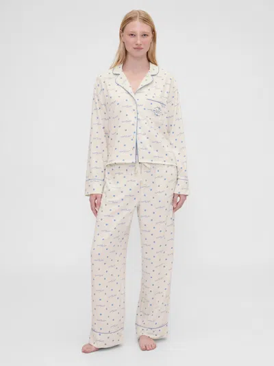 Gap × Summer Fridays Relaxed Flannel Dotted Pj Pants In White