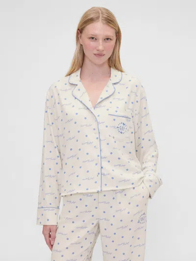 Gap × Summer Fridays Relaxed Flannel Dotted Pj Shirt In White