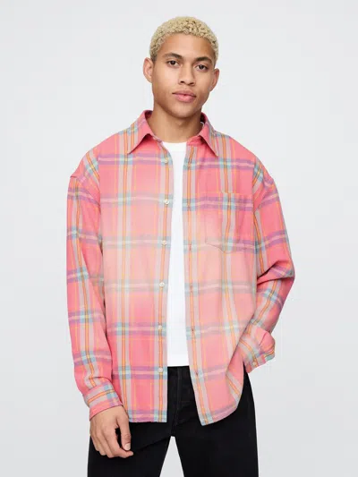 Gap Sunwashed Twill Big Shirt In Apple Blossom