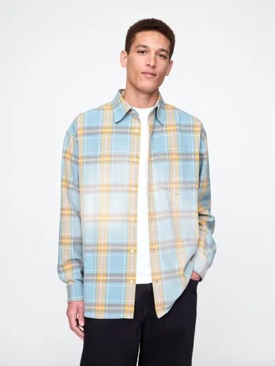 Gap Sunwashed Twill Big Shirt In Blue Suede