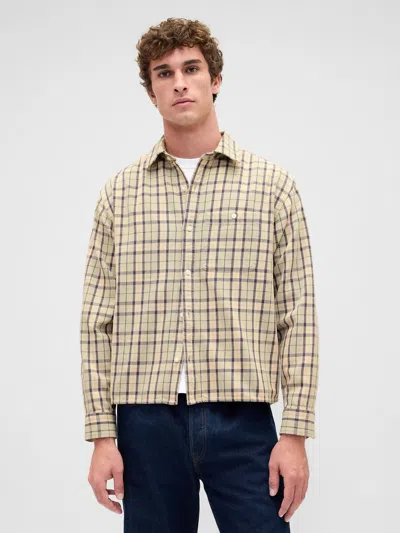 Gap Sunwashed Twill Straight-hem Shirt In Neutral