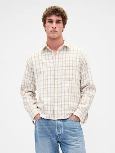 Gap Sunwashed Twill Straight-hem Shirt In White