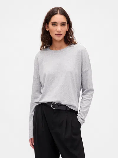 Gap Supima® Cotton Oversized Crop T-shirt In Gray