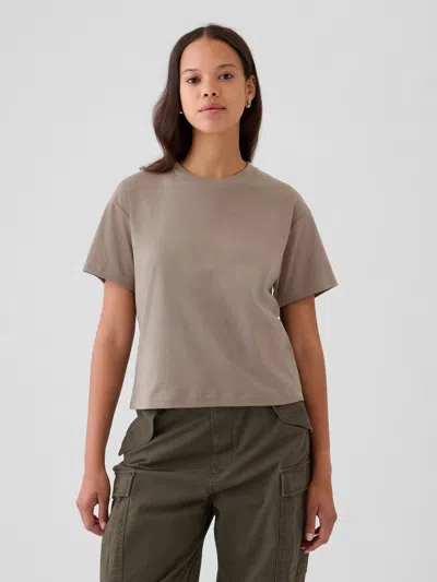 Gap Supima® Cotton Relaxed T-shirt In Plymouth Rock Brown