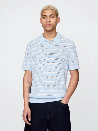 Gap Sweater Polo Shirt Shirt In Blue Stripe
