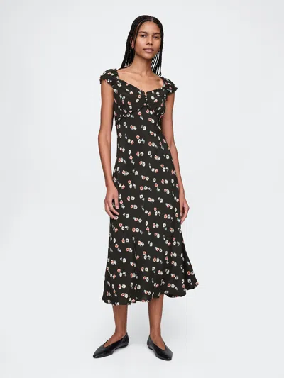 Gap Sweetheart Crepe Maxi Dress In Black Floral