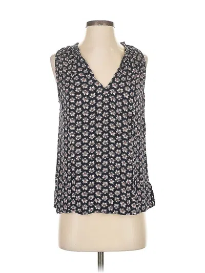 Pre-owned Gap Tank Top Blue Floral Pattern V Neck Tops