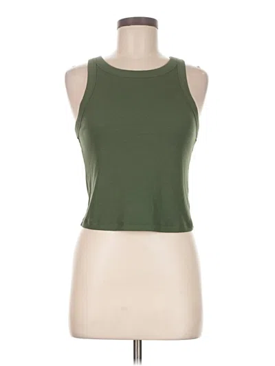 Pre-owned Gap Tank Top Green Solid Pattern High Neck Tops