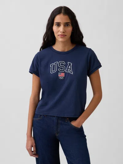 Gap Team Usa Crop T-shirt In Blue