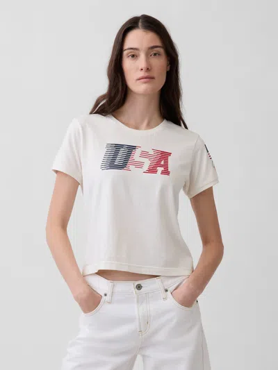 Gap Team Usa Crop T-shirt In White