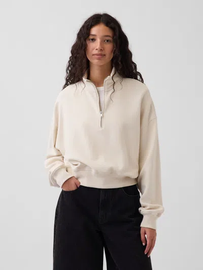Gap Textured Cotton Oversized Half-zip Pullover In Chino Beige