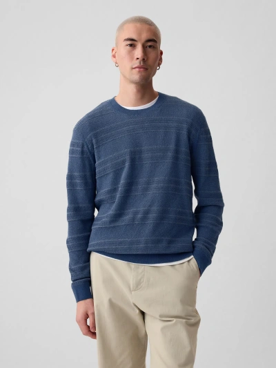 Gap Textured Crewneck Sweater In Navy Pleated