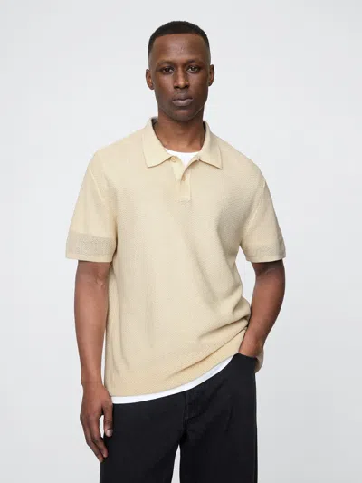 Gap Textured Crochet Polo Shirt Shirt In Brown