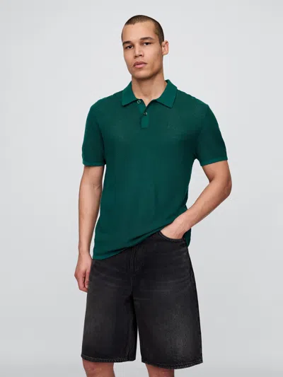 Gap Textured Crochet Polo Shirt Shirt In Green