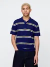 Gap Textured Crochet Polo Shirt Shirt In Blue Multi Color Stripe