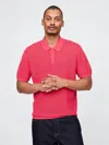 Gap Textured Crochet Polo Shirt Shirt In Rasberry Rose