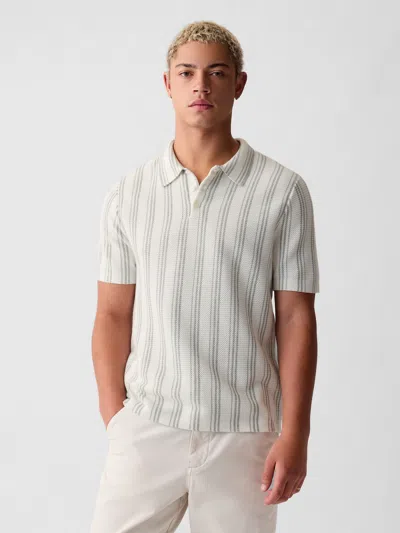 Gap Textured Polo Shirt Shirt In Grey Heather Stripe