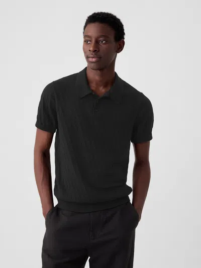 Gap Textured Polo Shirt Sweater In Black