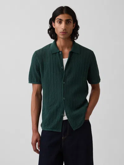 Gap Textured Relaxed Sweater Shirt In Green