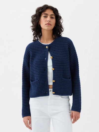 Gap Textured Sweater In Navy Marl