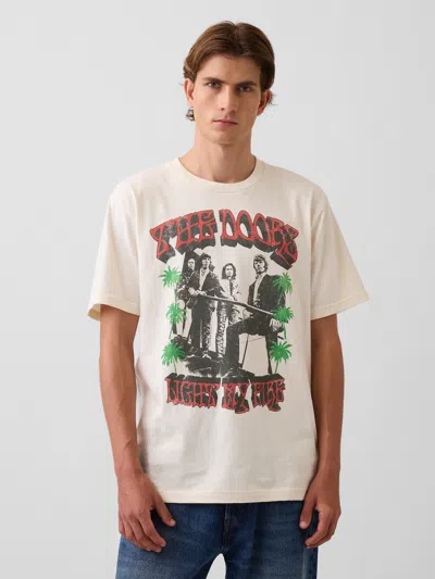 Gap The Doors Relaxed Graphic T-shirt In Ivory Beige Frost