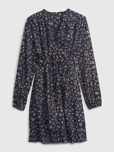 Gap Tie-belt Print Dress In Blue