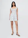 Gap Tie-front Smocked Waist Mini Dress In Blue Floral