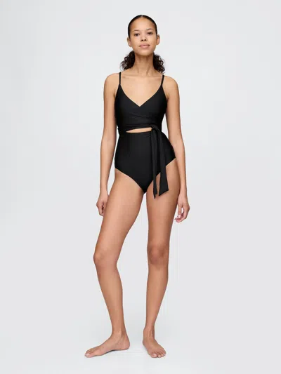 Gap Tie-knot Cutout One-piece Swimsuit In Black