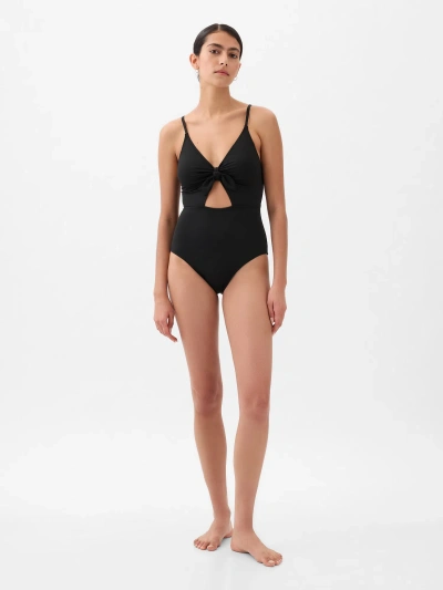 Gap Tie-knot Cutout One-piece Swimsuit In Black