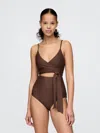 Gap Tie-knot Cutout One-piece Swimsuit In Chocolate Bar Brown