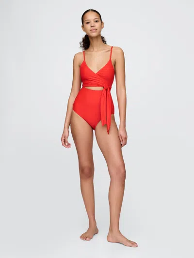 Gap Tie-knot Cutout One-piece Swimsuit In Poster Red