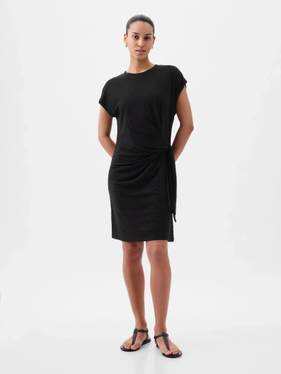 Gap Tie-knot Mini T-shirt Dress In Black