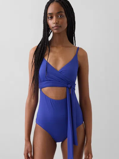 Gap Tie-knot Cutout Wrap One-piece Swimsuit In Blue