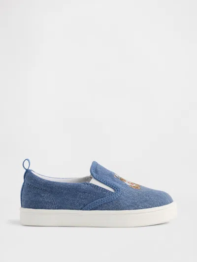 Gap Babies' Toddler Denim Brannan Bear Slip-on Sneakers In Blue