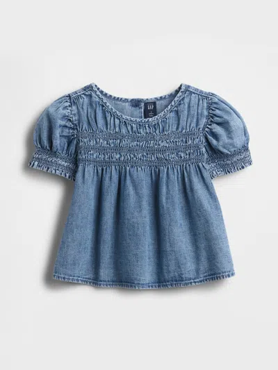 Gap Babies' Toddler Denim Smocked Top In Blue