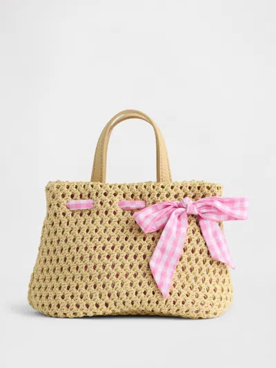 Gap Babies' Toddler Gingham Bow Straw Bag In Sand