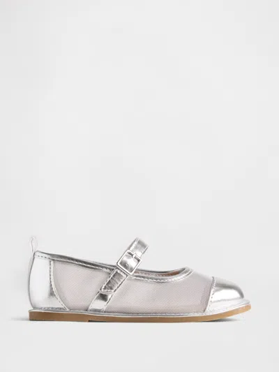 Gap Babies' Toddler Metallic Mesh Mary Jane Flats In Silver Metallic