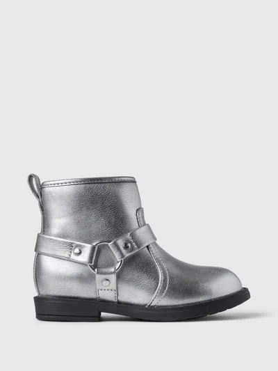 Gap Babies' Toddler Metallic Moto Boots In Silver