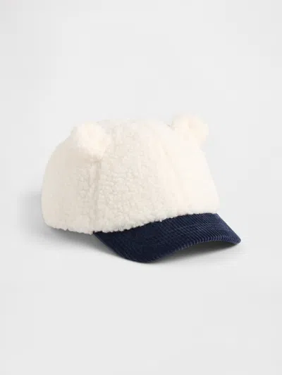 Gap Babies' Toddler Sherpa & Corduroy Bear Baseball Hat In White