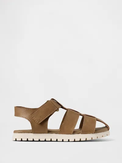 Gap Babies' Toddler Vegan Leather Fisherman Sandals In Dark Brown