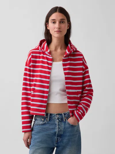 Gap Towel Terry Oversized Stripe Zip Hoodie In Multi