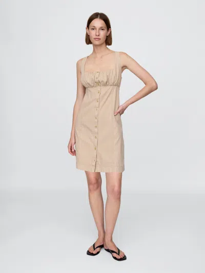 Gap Twill Mini Shirtdress In Brown