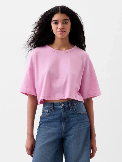 Gap Ultra-cropped Oversized T-shirt In Sugar Pink