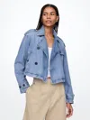 Gap Ultrasoft Cropped Denim Trench Jacket In Medium Wash