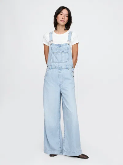 Gap Ultrasoft Denim Baggy Overalls In Light Indigo